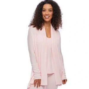JJ Winks Cozy Robe Cardigan Wrap Light Pink Small Loungewear Modal Drape Front